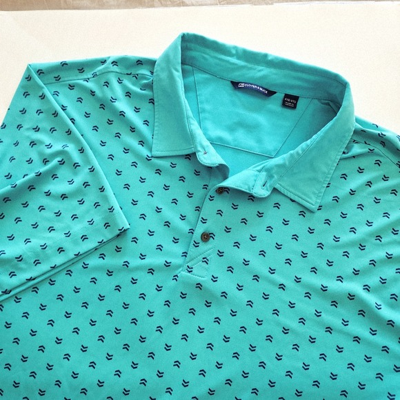 Cutter & Buck blue all over print arrow short sleeve golf polo shirt size 4XB - Picture 1 of 6